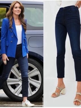 MOTHER Dark Blue High-Rise Ankle Jeans